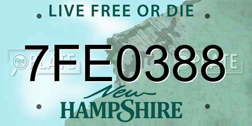 7FE0388 New Hampshire License Plate
