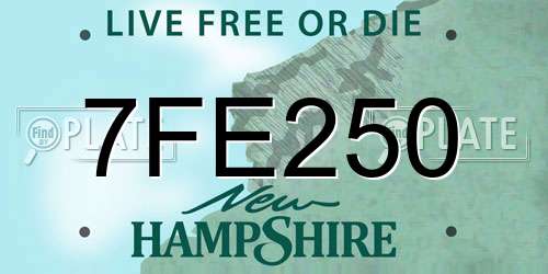 7FE250 New Hampshire License Plate