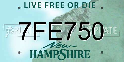 7FE750 New Hampshire License Plate