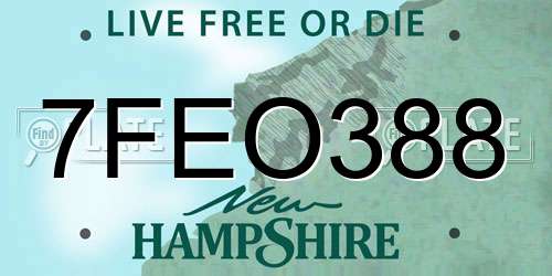 7FEO388 New Hampshire License Plate