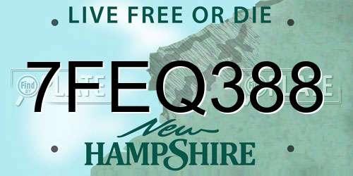 7FEQ388 New Hampshire License Plate