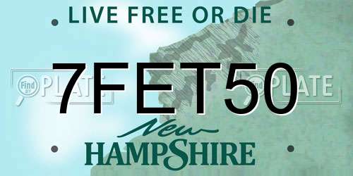 7FET50 New Hampshire License Plate