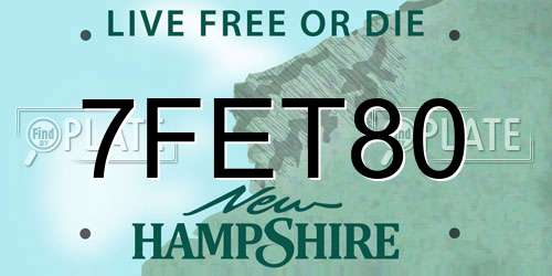 7FET80 New Hampshire License Plate