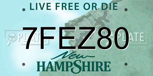 7FEZ80 New Hampshire License Plate