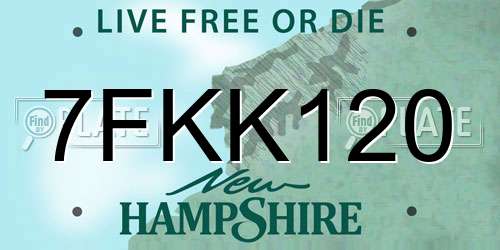 7FKK120 New Hampshire License Plate