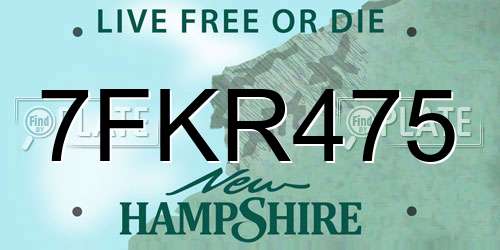 7FKR475 New Hampshire License Plate