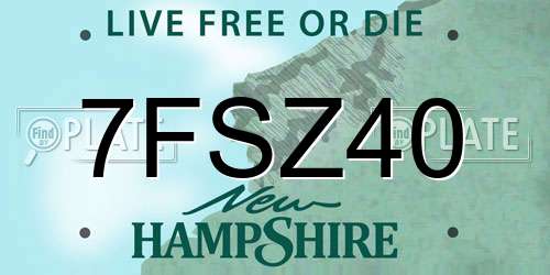 7FSZ40 New Hampshire License Plate