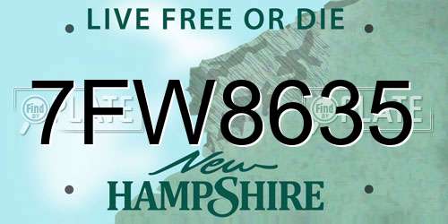 7FW8635 New Hampshire License Plate