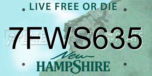 7FWS635 New Hampshire License Plate