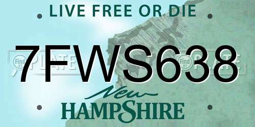 7FWS638 New Hampshire License Plate