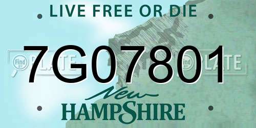 7G07801 New Hampshire License Plate