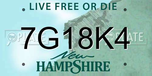 7G18K4 New Hampshire License Plate