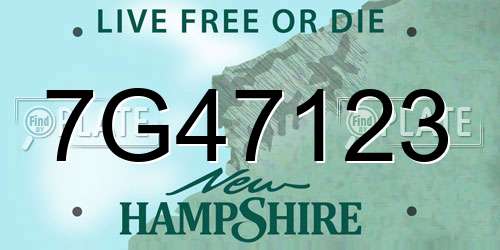 7G47123 New Hampshire License Plate