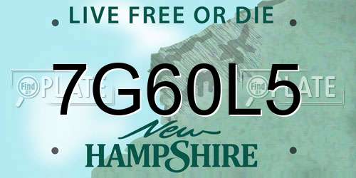 7G60L5 New Hampshire License Plate