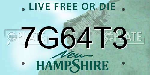 7G64T3 New Hampshire License Plate