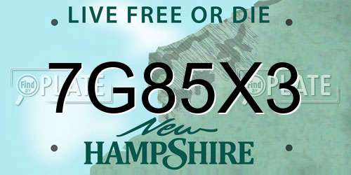 7G85X3 New Hampshire License Plate
