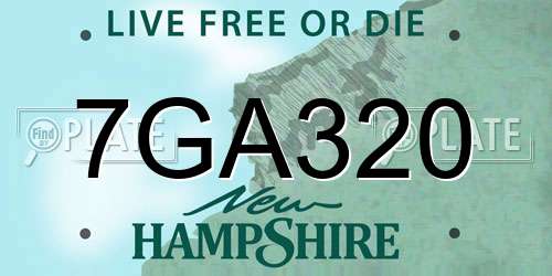 7GA320 New Hampshire License Plate