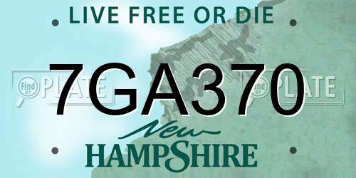 7GA370 New Hampshire License Plate