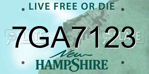 7GA7123 New Hampshire License Plate