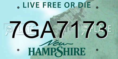 7GA7173 New Hampshire License Plate