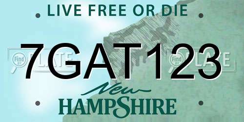 7GAT123 New Hampshire License Plate