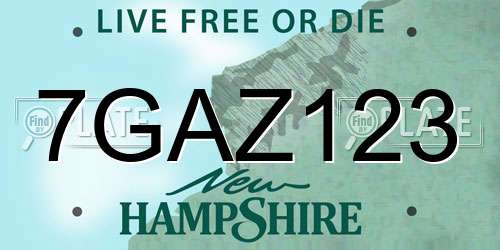 7GAZ123 New Hampshire License Plate