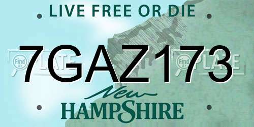 7GAZ173 New Hampshire License Plate