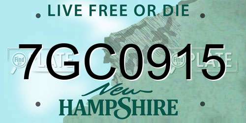 7GC0915 New Hampshire License Plate