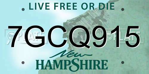 7GCQ915 New Hampshire License Plate