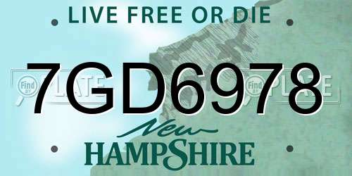 7GD6978 New Hampshire License Plate