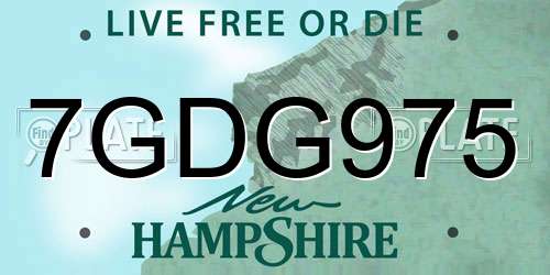 7GDG975 New Hampshire License Plate