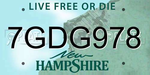 7GDG978 New Hampshire License Plate
