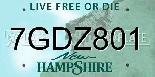 7GDZ801 New Hampshire License Plate