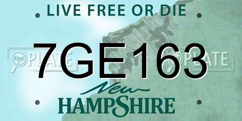 7GE163 New Hampshire License Plate