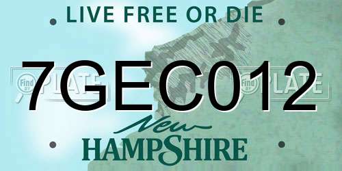 7GEC012 New Hampshire License Plate