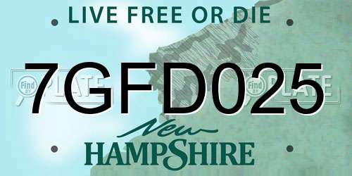 7GFD025 New Hampshire License Plate