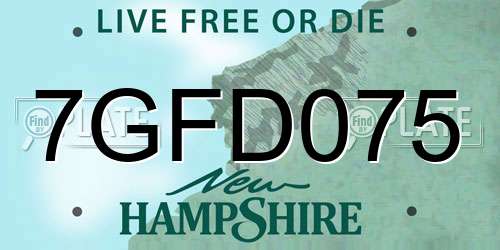 7GFD075 New Hampshire License Plate