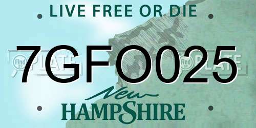 7GFO025 New Hampshire License Plate