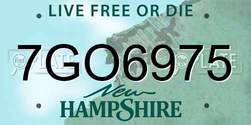 7GO6975 New Hampshire License Plate