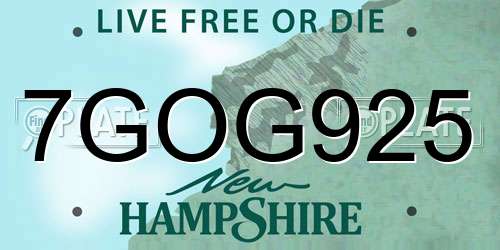 7GOG925 New Hampshire License Plate