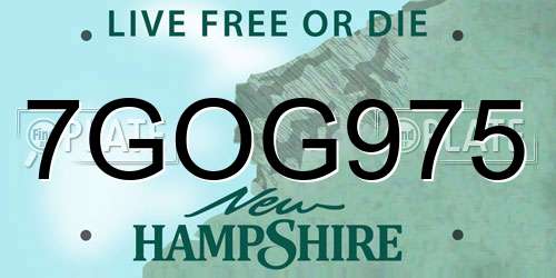 7GOG975 New Hampshire License Plate