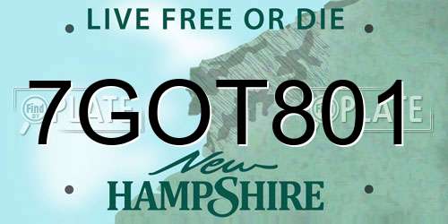 7GOT801 New Hampshire License Plate