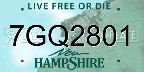 7GQ2801 New Hampshire License Plate