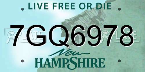 7GQ6978 New Hampshire License Plate