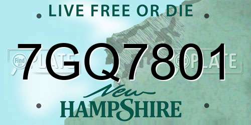 7GQ7801 New Hampshire License Plate
