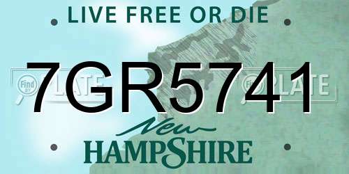 7GR5741 New Hampshire License Plate