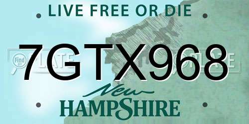 7GTX968 New Hampshire License Plate