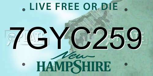 7GYC259 New Hampshire License Plate