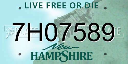 7H07589 New Hampshire License Plate