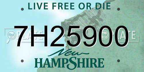 7H25900 New Hampshire License Plate